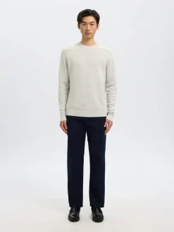 Online Selected Homme Dane Structure Crew Neck Striktrøje, , L Light Grey Melange