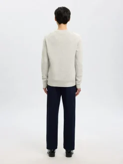 Online Selected Homme Dane Structure Crew Neck Striktrøje, , L Light Grey Melange