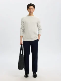 Online Selected Homme Dane Structure Crew Neck Striktrøje, , L Light Grey Melange