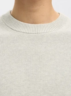 Online Selected Homme Dane Structure Crew Neck Striktrøje, , L Light Grey Melange