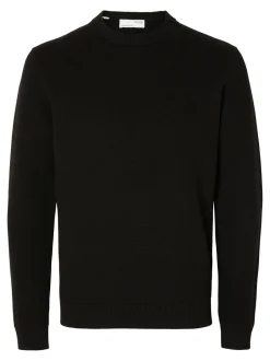 Best Selected Homme Dane Structure Crew Neck Striktrøje, , XL Black