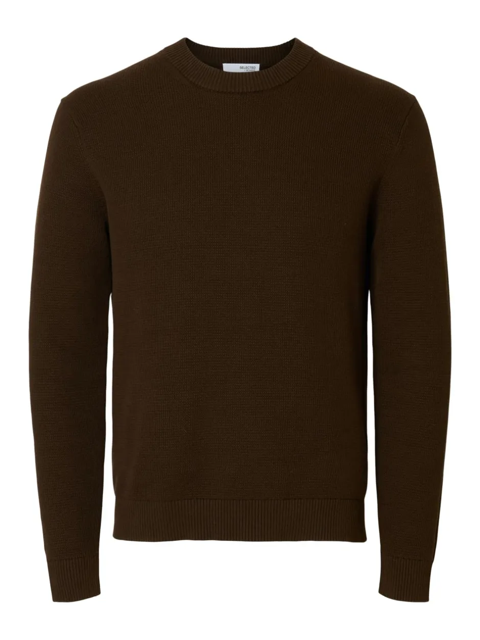 Discount Selected Homme Dane Structure Crew Neck Striktrøje, , M Demitasse
