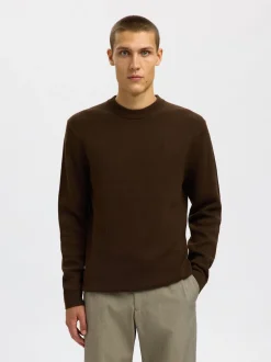 Discount Selected Homme Dane Structure Crew Neck Striktrøje, , M Demitasse