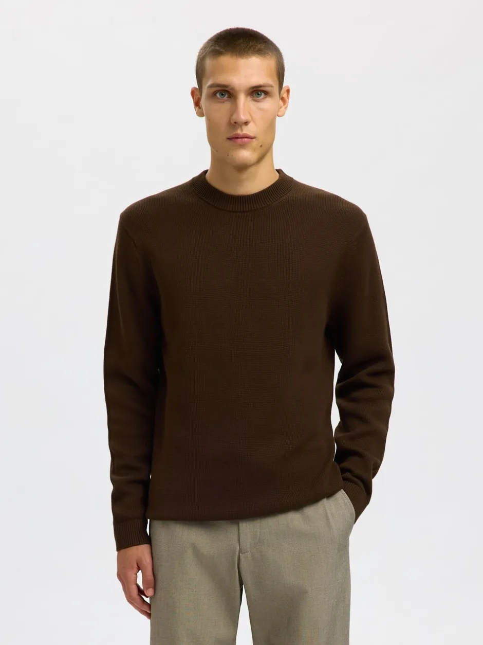 Discount Selected Homme Dane Structure Crew Neck Striktrøje, , M Demitasse