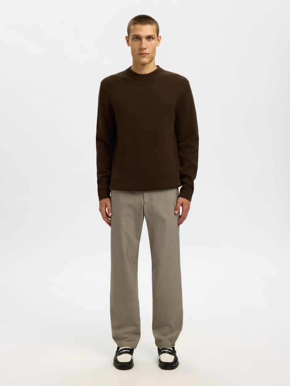 Discount Selected Homme Dane Structure Crew Neck Striktrøje, , M Demitasse