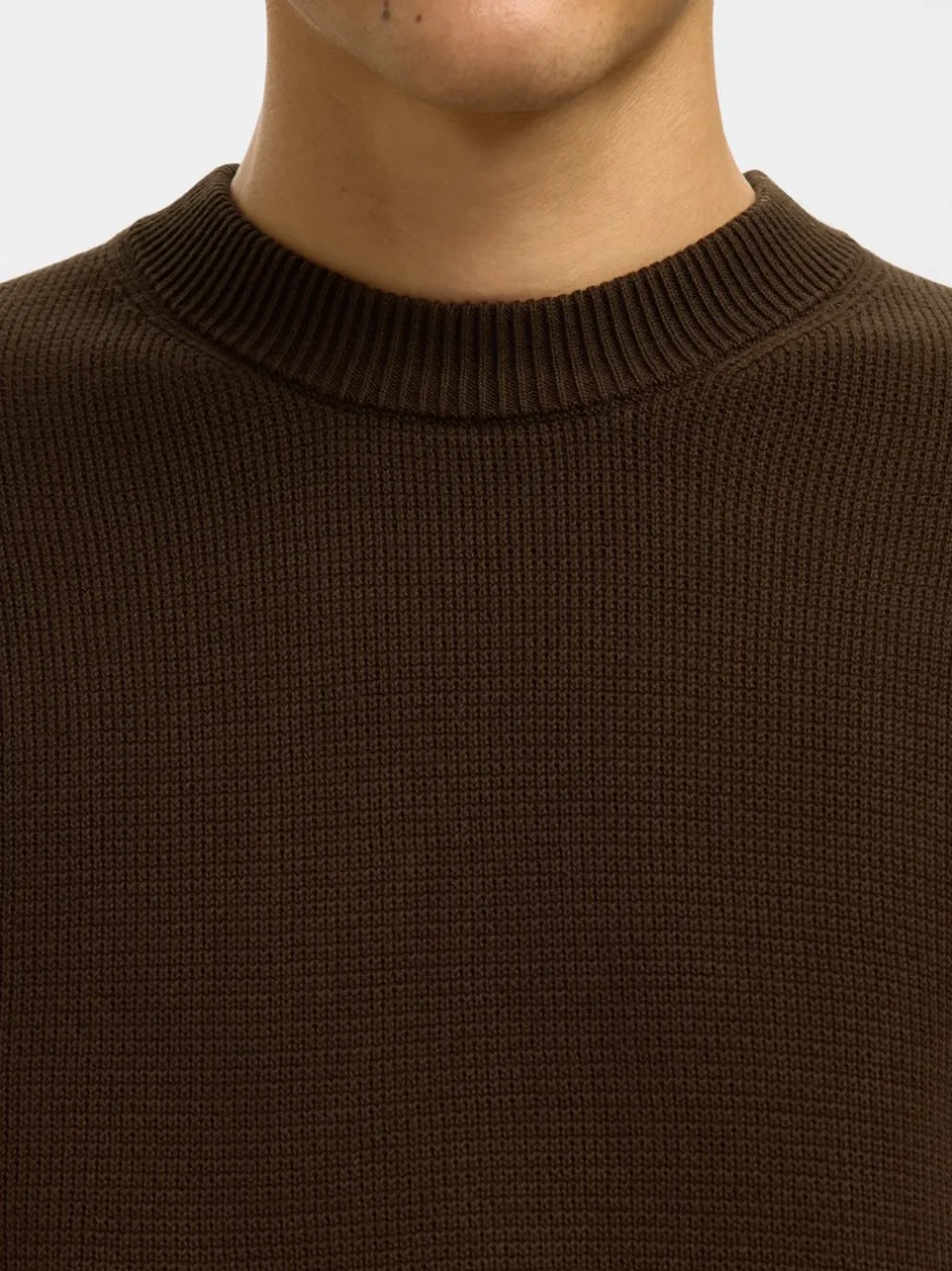 Discount Selected Homme Dane Structure Crew Neck Striktrøje, , M Demitasse