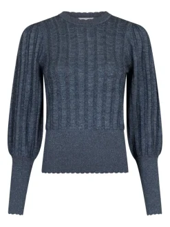 Neo Noir Dary Glitter Strikbluse, , 34 Steel Grey