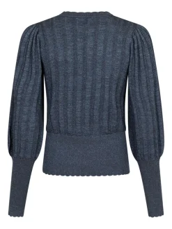 Neo Noir Dary Glitter Strikbluse, , 34 Steel Grey