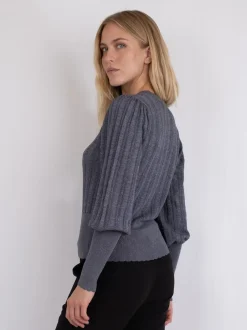 Neo Noir Dary Glitter Strikbluse, , 34 Steel Grey