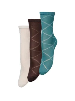 Outlet Beck Söndergaard Diamond Glitter 3-pak Strømper, , 39/41 Off-White/Brown/Blue