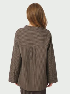 Neo Noir Dita Striped Line Skjorte, , 36 Dark Brown