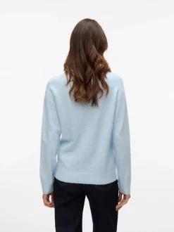 Online Vero Moda Doffy LS Striktrøje, , M Cashmere Blue Melange