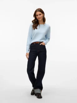 Online Vero Moda Doffy LS Striktrøje, , M Cashmere Blue Melange