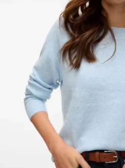 Online Vero Moda Doffy LS Striktrøje, , M Cashmere Blue Melange