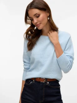 Online Vero Moda Doffy LS Striktrøje, , M Cashmere Blue Melange