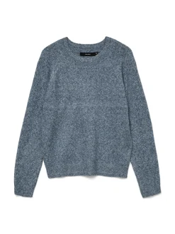 Hot Vero Moda Doffy LS Striktrøje, , L Dark Denim