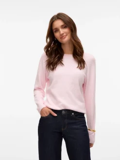 Discount Vero Moda Doffy LS Striktrøje, , M Pink-A-Boo