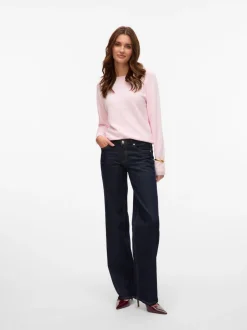 Discount Vero Moda Doffy LS Striktrøje, , M Pink-A-Boo