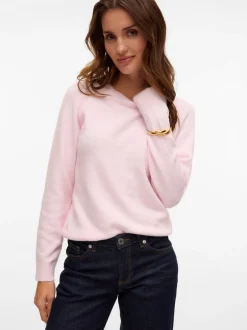Discount Vero Moda Doffy LS Striktrøje, , M Pink-A-Boo