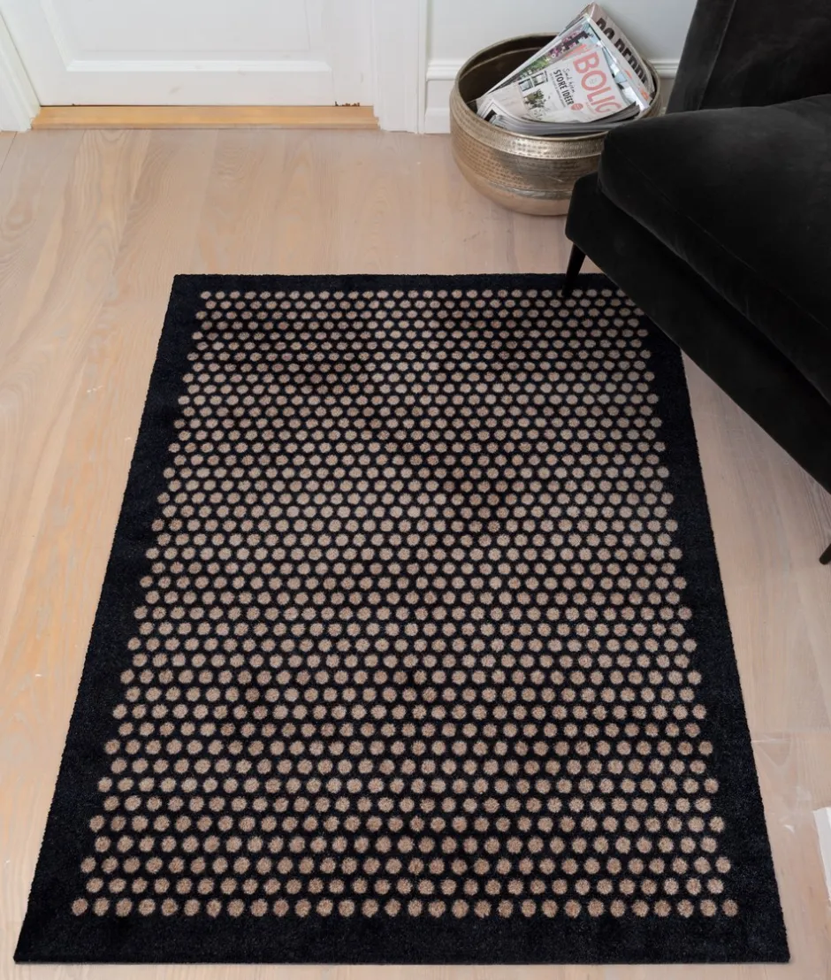Outlet Tica Copenhagen Dot Gulvmåtte, , 90x130 cm Sort/Sand