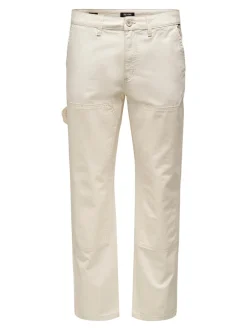 New ONLY & Sons Edge Loose Workwear Bukser, , W32/L34 Ecru