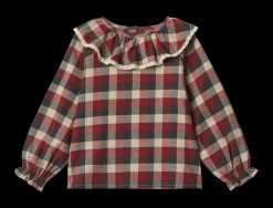 Clearance Wheat Elin Bluse, , 128 cm Red Blue Check