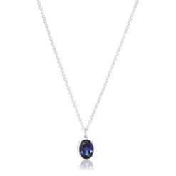 Outlet Sif Jakobs Jewellery Ellisse Carezza Halskæde, , 45 cm Sølv/Blå