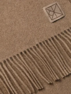 Hot Calvin Klein Emblem Brushed Wool Tørklæde, Walnut