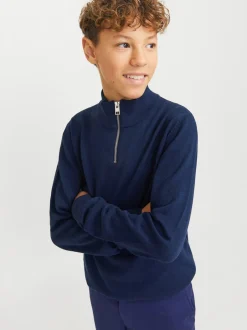 Jack & Jones Junior Emil Half Zip Striktrøje, , 164 cm*Børn Strik & Sweatshirts