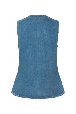 Hot Envii Enatenna Denim Vest, , 34 Worn Dark Blue