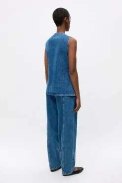 Hot Envii Enatenna Denim Vest, , 34 Worn Dark Blue