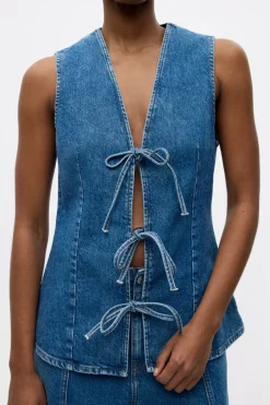 Hot Envii Enatenna Denim Vest, , 34 Worn Dark Blue