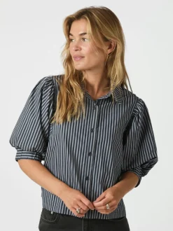 Hot Neo Noir Etta Stripe Skjorte, , 40 Navy