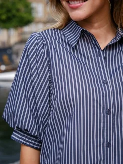 Hot Neo Noir Etta Stripe Skjorte, , 40 Navy