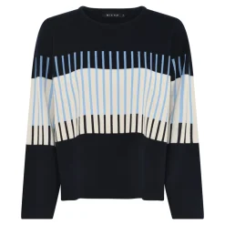 Online Micha Fancy Stripe Striktrøje, , XL Navy/Air Blue/Vanilla Creme