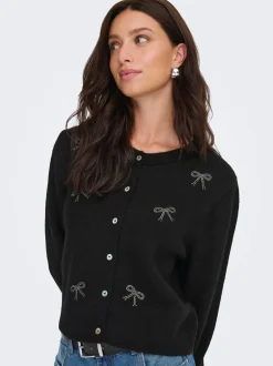Online JDY Faye Bow Cardigan, , L Black
