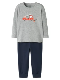 Name It Firetruck Natsæt, , 110-116 cm Grey Melange