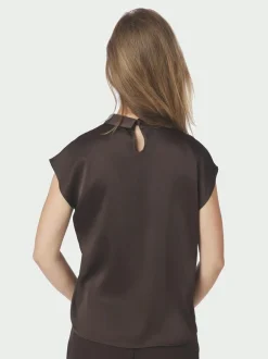 Discount Neo Noir Fleur Drapy Satin Bluse, , 40 Dark Brown