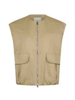 Hot Neo Noir Flo Balloon Twill Vest, , 40 Taupe