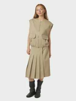 Hot Neo Noir Flo Balloon Twill Vest, , 40 Taupe