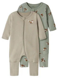 Name It Fox Zip 2-pak Natdragt, , 80 cm*Børn Undertøj & Nattøj