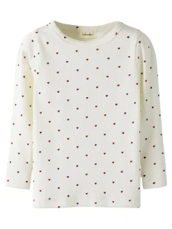 Clearance Lil' Atelier Gago Langærmet T-shirt, , 122-128 cm Coconut Milk Heart