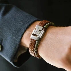 Steel & Barnett Gift Set Duo Armbånd, , L Cognac