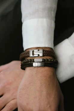 Clearance Steel & Barnett Gift Set Premium Triple Armbånd, , M Brown
