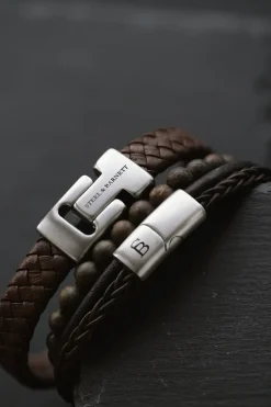 Clearance Steel & Barnett Gift Set Premium Triple Armbånd, , M Brown