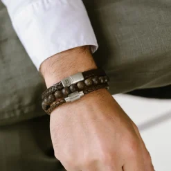 Best Steel & Barnett Gift Set Triple Armbånd, , M Brown