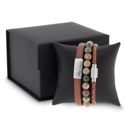 Online Steel & Barnett Gift Set Triple Armbånd, , S Cognac
