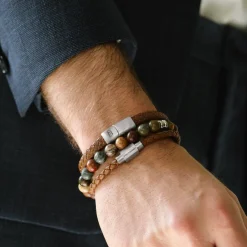 Online Steel & Barnett Gift Set Triple Armbånd, , S Cognac