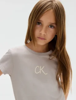 Discount Calvin Klein Glitter Slim T-shirt, , 152 cm Mourning Dove