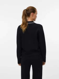 Hot Vero Moda Gold Poloneck Cardigan, , S Black